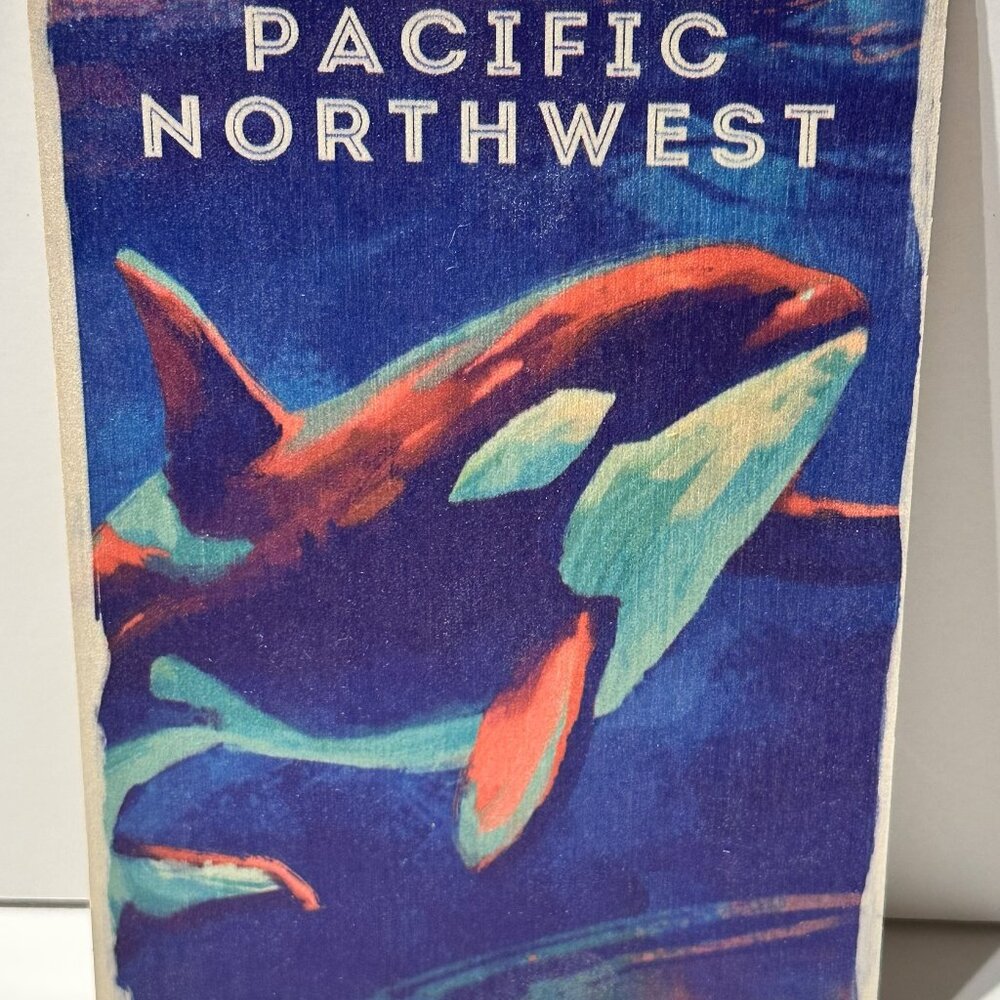 Lantern Press Wood Postcard Orca Whale Pacific Northwest Wooden Novelty